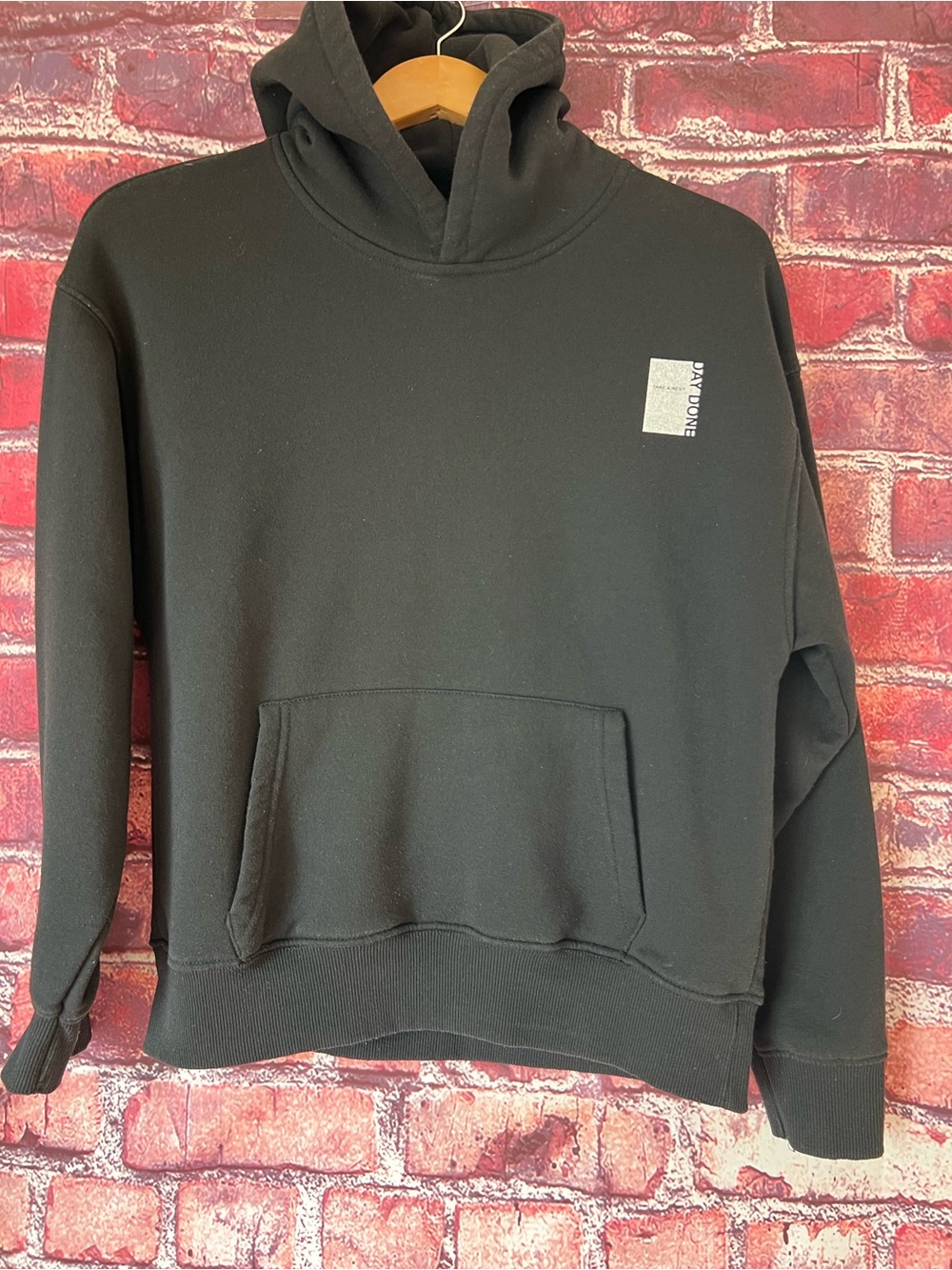 Zara Day Done Take A Rest Graphic Pullover Hoodie Black Small